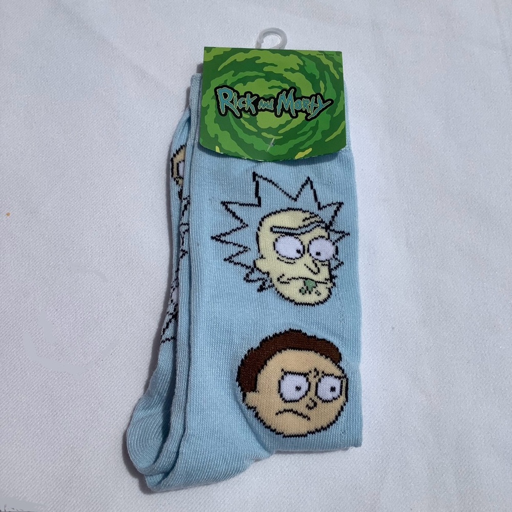 Rick & Morty Character Head Crew Socks Sock Size 10-13